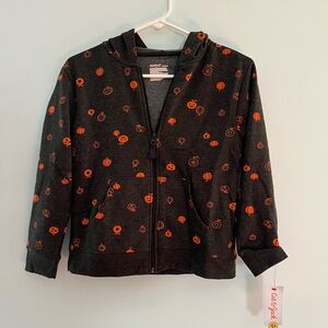 Cat & Jack Girls Black and Orange Halloween Hoodie, Size L (10-12)